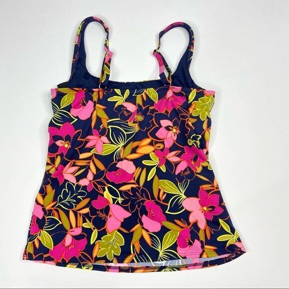 LANDS’ END Floral Square Neck Tankini Swim Top - Picture 4 of 9